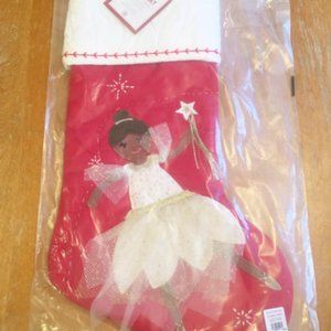 NWT Pottery Barn Christmas Quilted Dark Skin Fairy Princess Stocking No Monogrm